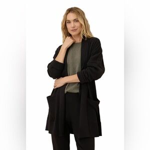 PACT women’s Organic cotton airplane wrap cardigan sweater - Black💜